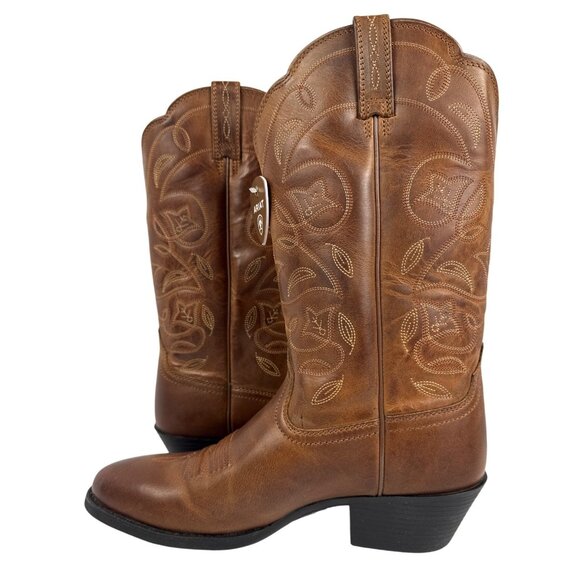Ariat Womens Heritage Western R Toe Boots Russet Rebel Leather Size 7.5 B - Picture 2 of 12